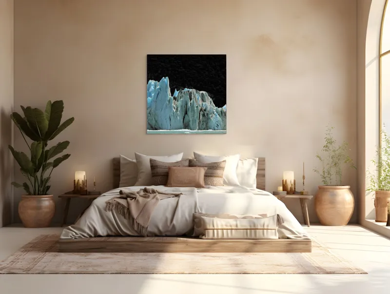 Tablou Canvas, "Regatul de Gheață al Tăcerii", Gheață, Munți, Contrast, Albastru, Întunecat, Natură, Peisaj, Glaciar, 100 x 100 cm – poza 4