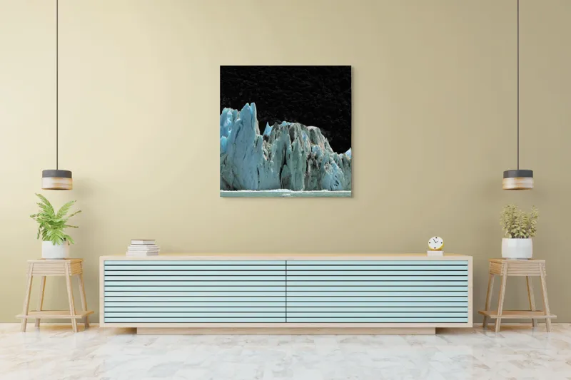 Tablou Canvas, "Regatul de Gheață al Tăcerii", Gheață, Munți, Contrast, Albastru, Întunecat, Natură, Peisaj, Glaciar, 100 x 100 cm – poza 5