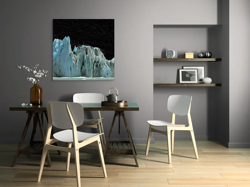 Tablou Canvas, "Regatul de Gheață al Tăcerii", Gheață, Munți, Contrast, Albastru, Întunecat, Natură, Peisaj, Glaciar, 100 x 100 cm – poza 6