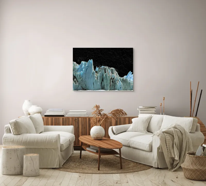 Tablou Canvas, "Regatul de Gheață al Tăcerii", Gheață, Munți, Contrast, Albastru, Întunecat, Natură, Peisaj, Glaciar, 100 x 70 cm – poza 3