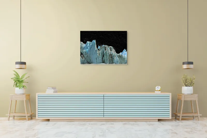 Tablou Canvas, "Regatul de Gheață al Tăcerii", Gheață, Munți, Contrast, Albastru, Întunecat, Natură, Peisaj, Glaciar, 100 x 70 cm – poza 4