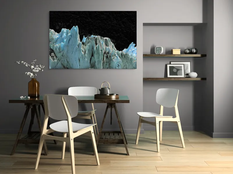 Tablou Canvas, "Regatul de Gheață al Tăcerii", Gheață, Munți, Contrast, Albastru, Întunecat, Natură, Peisaj, Glaciar, 150 x 100 cm – poza 5