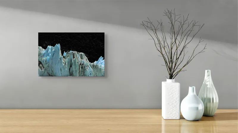 Tablou Canvas, "Regatul de Gheață al Tăcerii", Gheață, Munți, Contrast, Albastru, Întunecat, Natură, Peisaj, Glaciar, 39 x 26 cm – poza 8