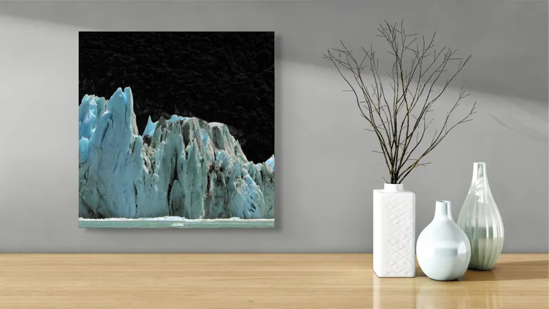 Tablou Canvas, "Regatul de Gheață al Tăcerii", Gheață, Munți, Contrast, Albastru, Întunecat, Natură, Peisaj, Glaciar, 50 x 50 cm – poza 3