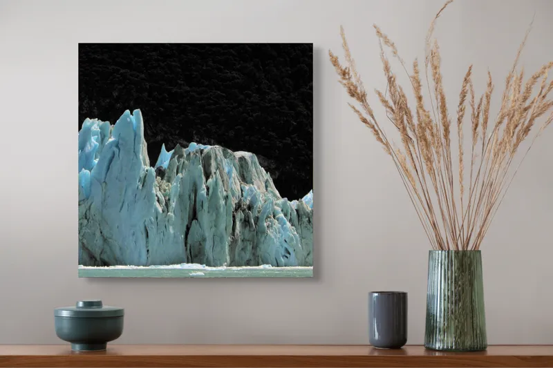 Tablou Canvas, "Regatul de Gheață al Tăcerii", Gheață, Munți, Contrast, Albastru, Întunecat, Natură, Peisaj, Glaciar, 50 x 50 cm – poza 4