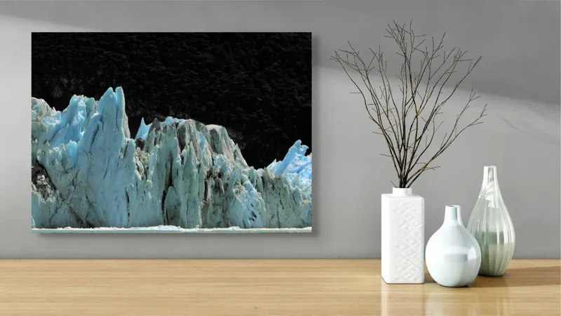 Tablou Canvas, "Regatul de Gheață al Tăcerii", Gheață, Munți, Contrast, Albastru, Întunecat, Natură, Peisaj, Glaciar, 70 x 50 cm – poza 3