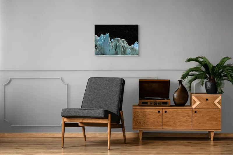 Tablou Canvas, "Regatul de Gheață al Tăcerii", Gheață, Munți, Contrast, Albastru, Întunecat, Natură, Peisaj, Glaciar, 70 x 50 cm – poza 4