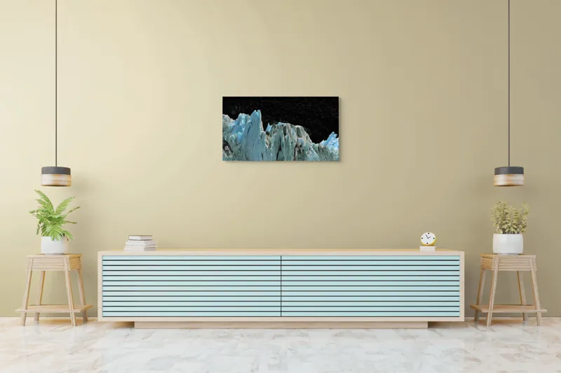 Tablou Canvas, "Regatul de Gheață al Tăcerii", Gheață, Munți, Contrast, Albastru, Întunecat, Natură, Peisaj, Glaciar, 90 x 50 cm – poza 5