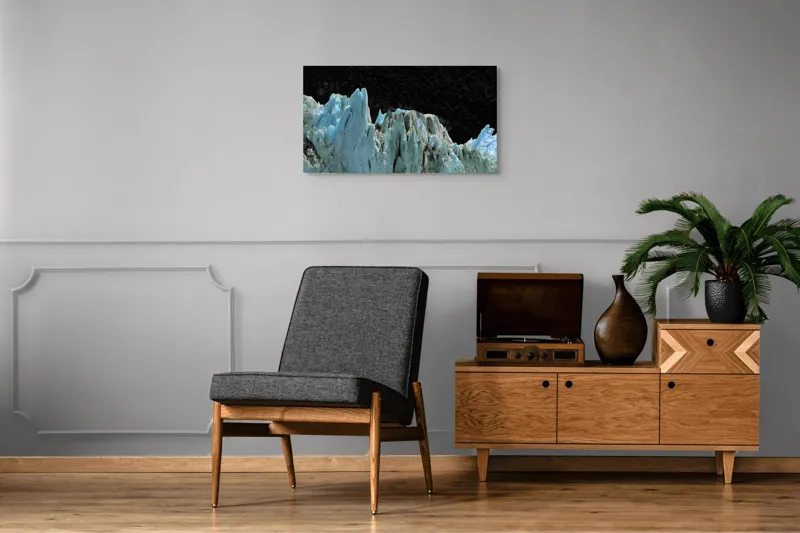 Tablou Canvas, "Regatul de Gheață al Tăcerii", Gheață, Munți, Contrast, Albastru, Întunecat, Natură, Peisaj, Glaciar, 90 x 50 cm – poza 6