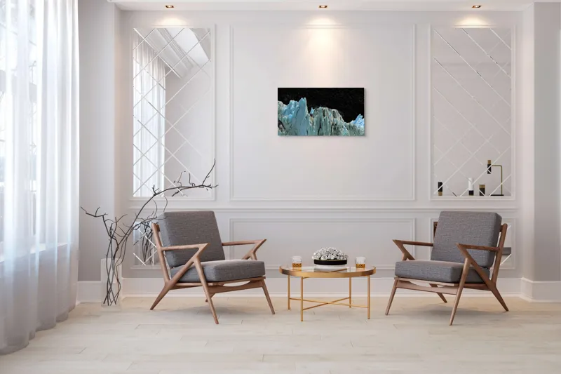 Tablou Canvas, "Regatul de Gheață al Tăcerii", Gheață, Munți, Contrast, Albastru, Întunecat, Natură, Peisaj, Glaciar, 90 x 50 cm – poza 7