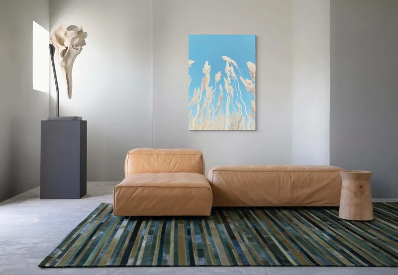Tablou Canvas, "Dansul ierbii în bătaia vântului", Nori, Albastru, Flori, Delicate, Înălțare, Pastel, Cer, Liniște, 70 x 100 cm – poza 7