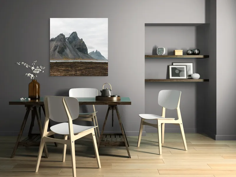Tablou Canvas, "Munții maiestuoși sub cer înnorat", Munți, Nor, Peisaj, Maluri, Stânci, Natură, Calm, Eternitate, 100 x 100 cm – poza 6
