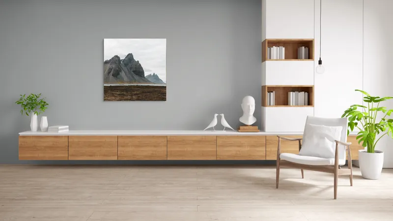 Tablou Canvas, "Munții maiestuoși sub cer înnorat", Munți, Nor, Peisaj, Maluri, Stânci, Natură, Calm, Eternitate, 100 x 100 cm – poza 8
