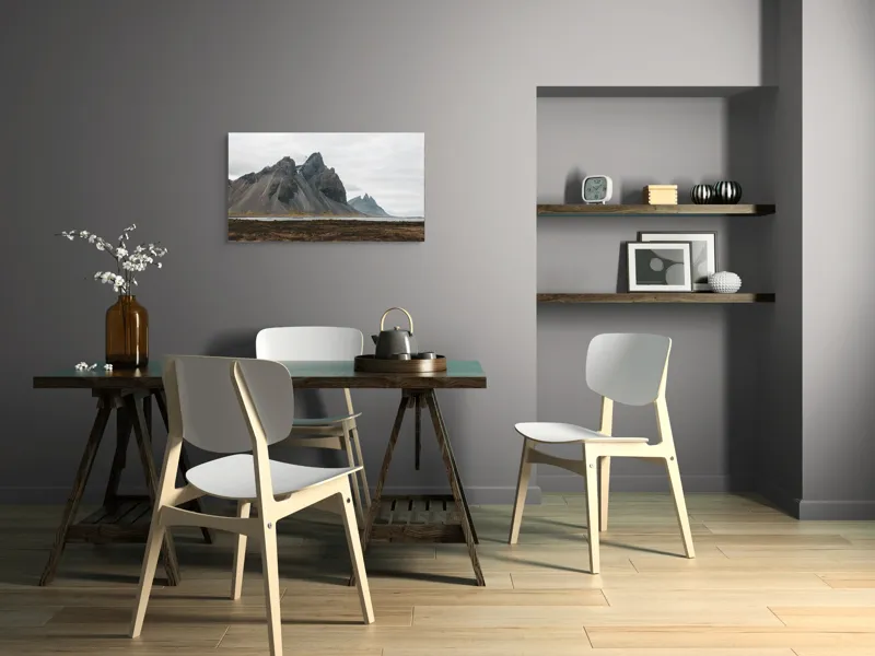 Tablou Canvas, "Munții maiestuoși sub cer înnorat", Munți, Nor, Peisaj, Maluri, Stânci, Natură, Calm, Eternitate, 90 x 50 cm – poza 3