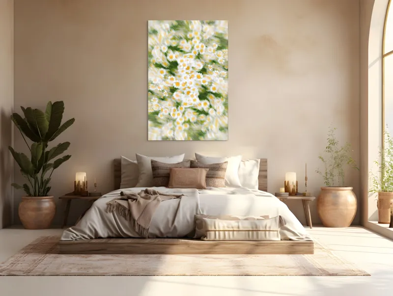 Tablou Canvas, "Dansul eteric al margaretelor în floare", Flori, Margarete, Mișcare, Energie, Culori, Natură, Vise, Artă, 100 x 150 cm – poza 3