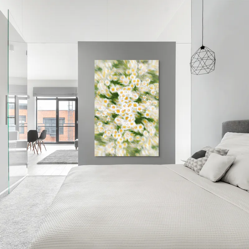 Tablou Canvas, "Dansul eteric al margaretelor în floare", Flori, Margarete, Mișcare, Energie, Culori, Natură, Vise, Artă, 100 x 150 cm – poza 5