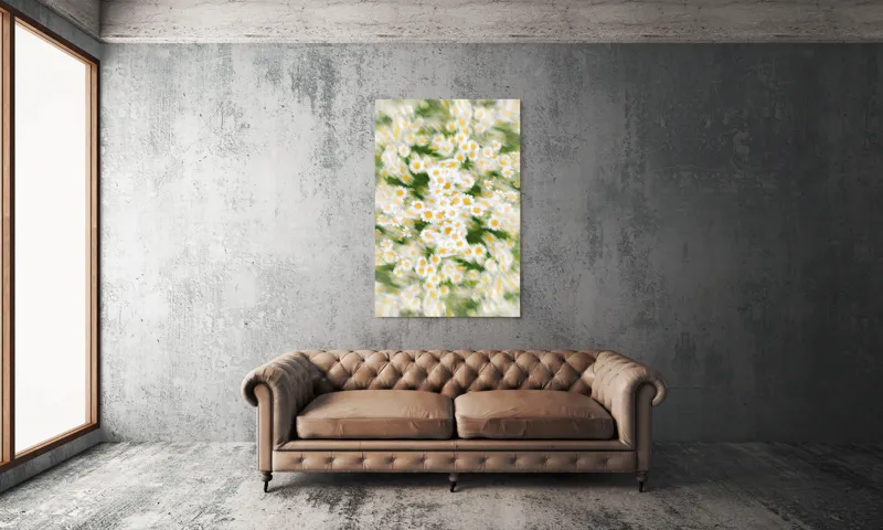 Tablou Canvas, "Dansul eteric al margaretelor în floare", Flori, Margarete, Mișcare, Energie, Culori, Natură, Vise, Artă, 100 x 150 cm – poza 6