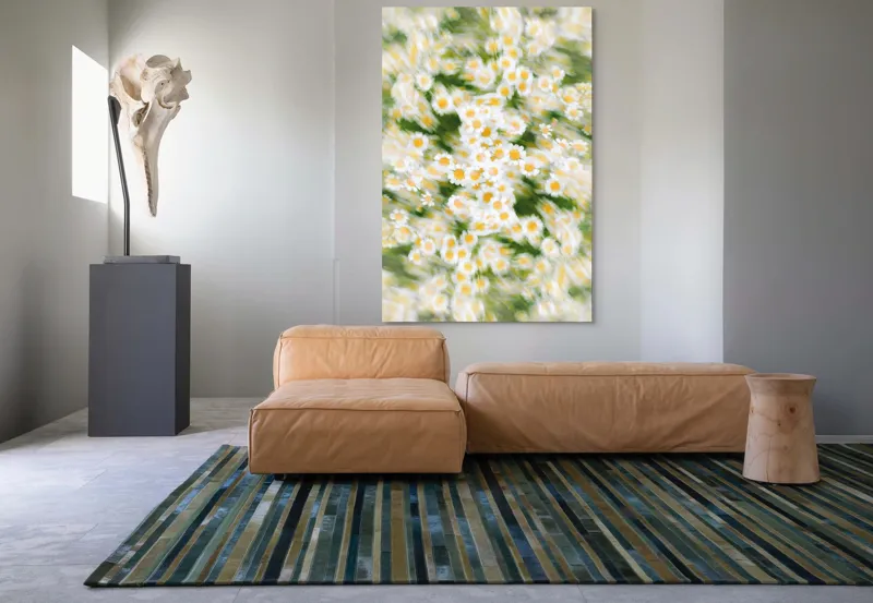 Tablou Canvas, "Dansul eteric al margaretelor în floare", Flori, Margarete, Mișcare, Energie, Culori, Natură, Vise, Artă, 100 x 150 cm – poza 7