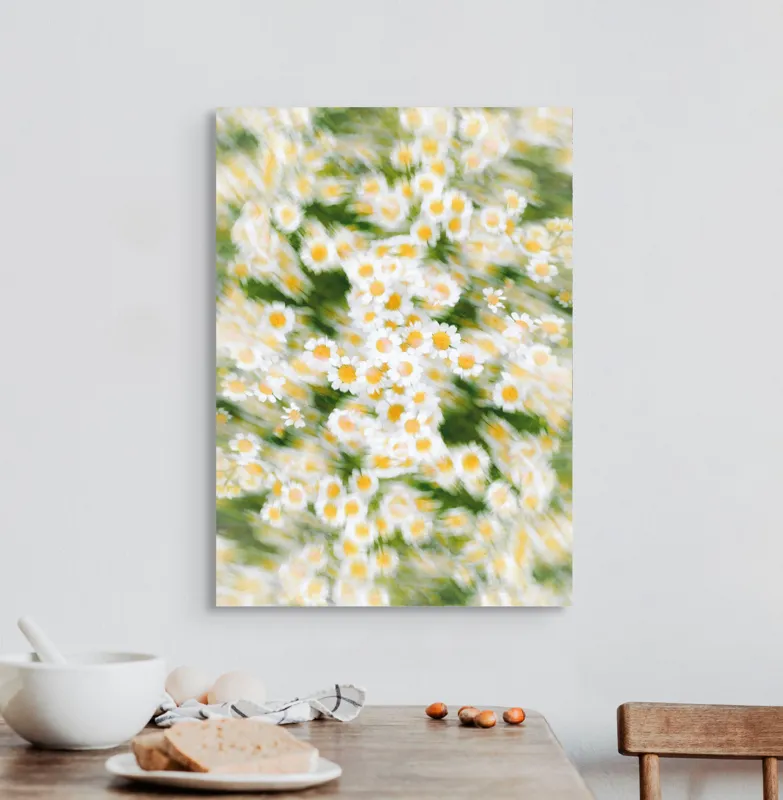 Tablou Canvas, "Dansul eteric al margaretelor în floare", Flori, Margarete, Mișcare, Energie, Culori, Natură, Vise, Artă, 50 x 70 cm – poza 3