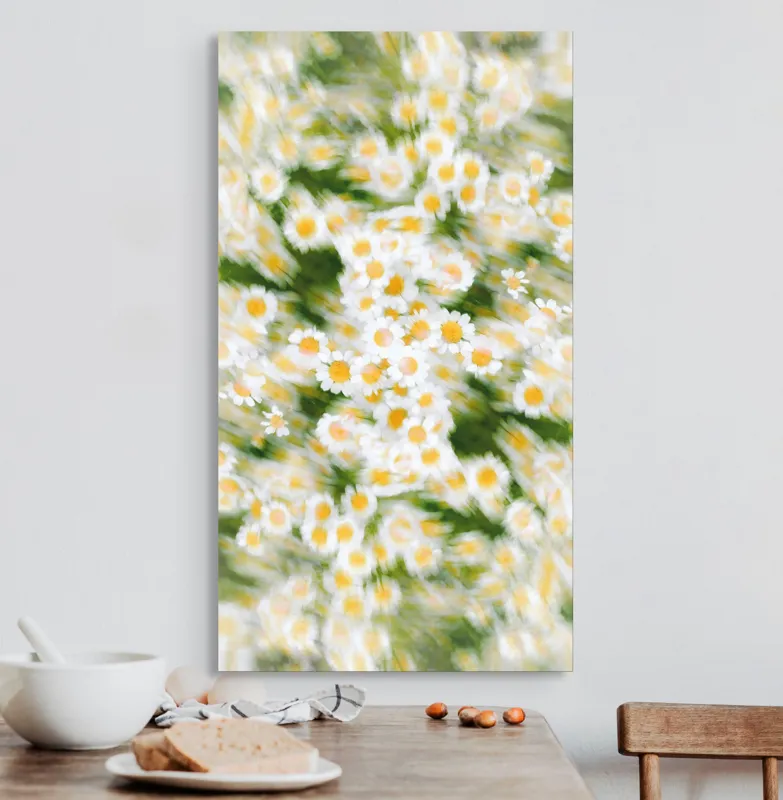 Tablou Canvas, "Dansul eteric al margaretelor în floare", Flori, Margarete, Mișcare, Energie, Culori, Natură, Vise, Artă, 50 x 90 cm – poza 3