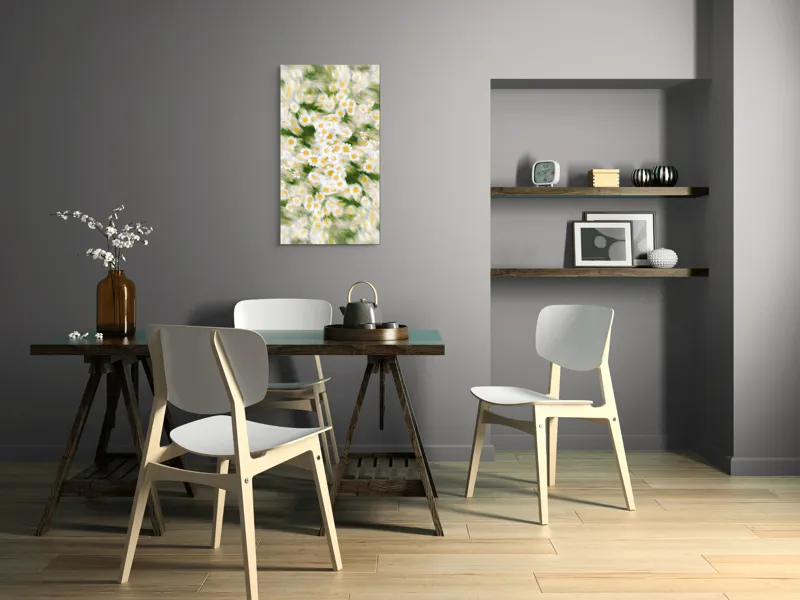 Tablou Canvas, "Dansul eteric al margaretelor în floare", Flori, Margarete, Mișcare, Energie, Culori, Natură, Vise, Artă, 50 x 90 cm – poza 4