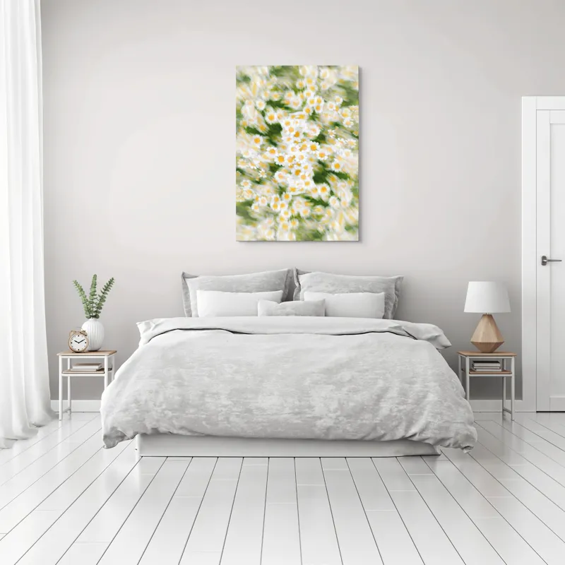 Tablou Canvas, "Dansul eteric al margaretelor în floare", Flori, Margarete, Mișcare, Energie, Culori, Natură, Vise, Artă, 70 x 100 cm – poza 3