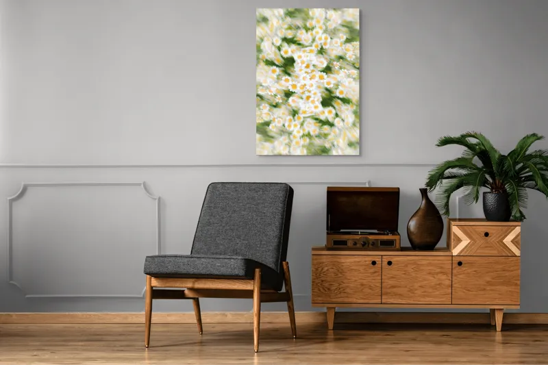 Tablou Canvas, "Dansul eteric al margaretelor în floare", Flori, Margarete, Mișcare, Energie, Culori, Natură, Vise, Artă, 70 x 100 cm – poza 6