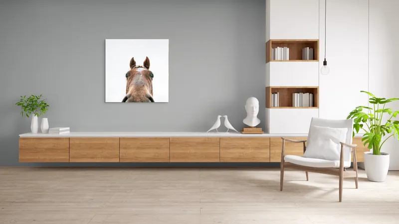 Tablou Canvas, "Calul privind spre cer senin", Nu pot identifica cine este în imagine., 100 x 100 cm – poza 8