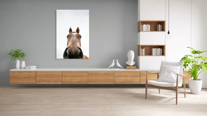 Tablou Canvas, "Calul privind spre cer senin", Nu pot identifica cine este în imagine., 100 x 150 cm – poza 8
