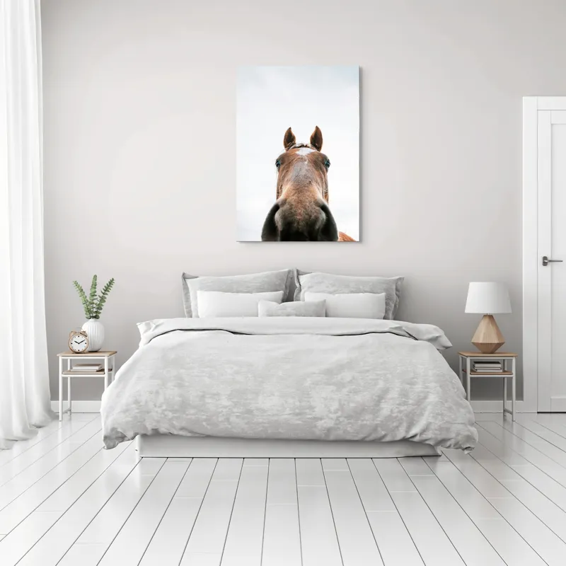 Tablou Canvas, "Calul privind spre cer senin", Nu pot identifica cine este în imagine., 70 x 100 cm – poza 3