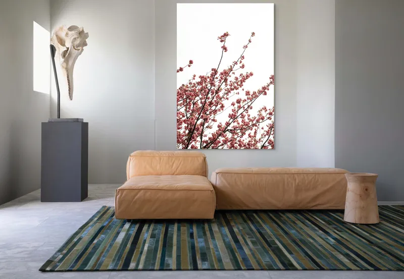 Tablou Canvas, "Flori de cireș în adierea vântului", Flori, Roz, Ramuri, Cer, Primăvară, Natură, Delicat, Frumusețe, Prospețime, Abundență., 100 x 150 cm – poza 7