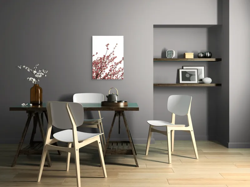 Tablou Canvas, "Flori de cireș în adierea vântului", Flori, Roz, Ramuri, Cer, Primăvară, Natură, Delicat, Frumusețe, Prospețime, Abundență., 50 x 70 cm – poza 5