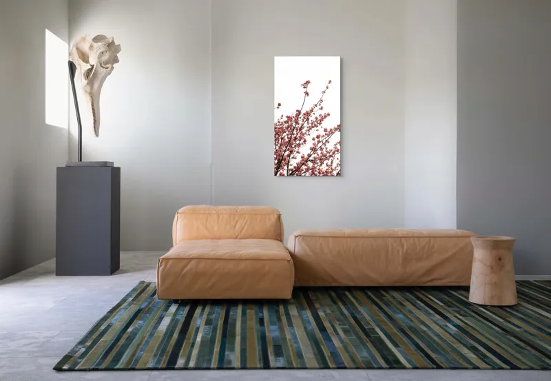Tablou Canvas, "Flori de cireș în adierea vântului", Flori, Roz, Ramuri, Cer, Primăvară, Natură, Delicat, Frumusețe, Prospețime, Abundență., 50 x 90 cm – poza 5