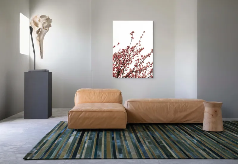 Tablou Canvas, "Flori de cireș în adierea vântului", Flori, Roz, Ramuri, Cer, Primăvară, Natură, Delicat, Frumusețe, Prospețime, Abundență., 70 x 100 cm – poza 7