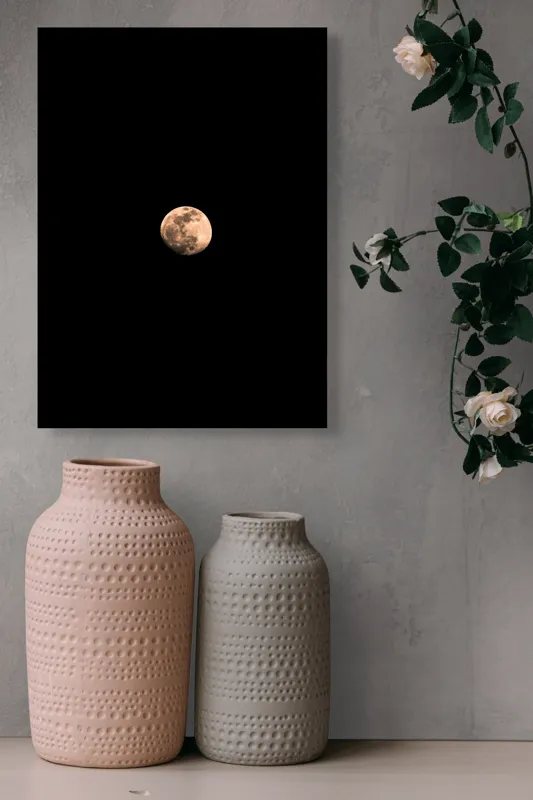 Tablou Canvas, "Luna strălucind în noapte profundă", Mister, Lumină, Solitudine, Cer, Noapte, Claritate, Strălucire, Univers., 39 x 54 cm – poza 6