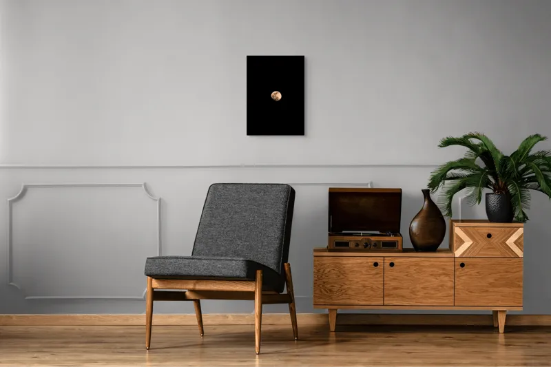 Tablou Canvas, "Luna strălucind în noapte profundă", Mister, Lumină, Solitudine, Cer, Noapte, Claritate, Strălucire, Univers., 39 x 54 cm – poza 8