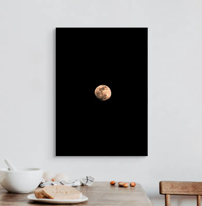 Tablou Canvas, "Luna strălucind în noapte profundă", Mister, Lumină, Solitudine, Cer, Noapte, Claritate, Strălucire, Univers., 50 x 70 cm – poza 3