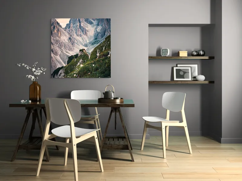 Tablou Canvas, "Munții învăluiți în lumina apusului", Majestic, Rugged, Towering, Serene, Verdant, Picturesque, Stark, Breathtaking, 100 x 100 cm – poza 6