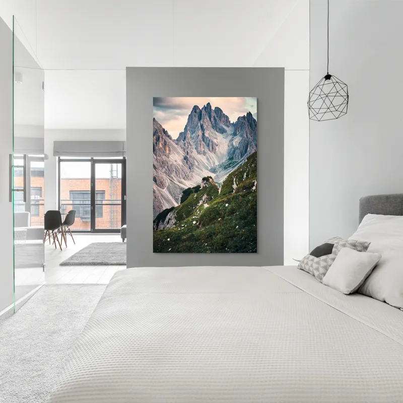Tablou Canvas, "Munții învăluiți în lumina apusului", Majestic, Rugged, Towering, Serene, Verdant, Picturesque, Stark, Breathtaking, 100 x 150 cm – poza 5