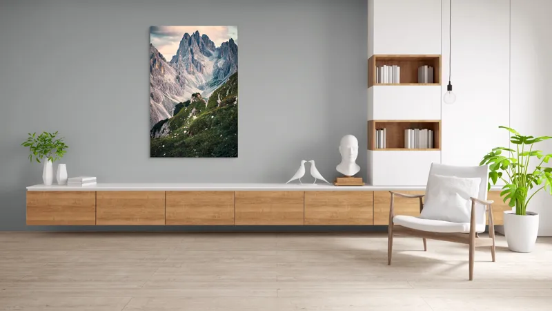 Tablou Canvas, "Munții învăluiți în lumina apusului", Majestic, Rugged, Towering, Serene, Verdant, Picturesque, Stark, Breathtaking, 100 x 150 cm – poza 8