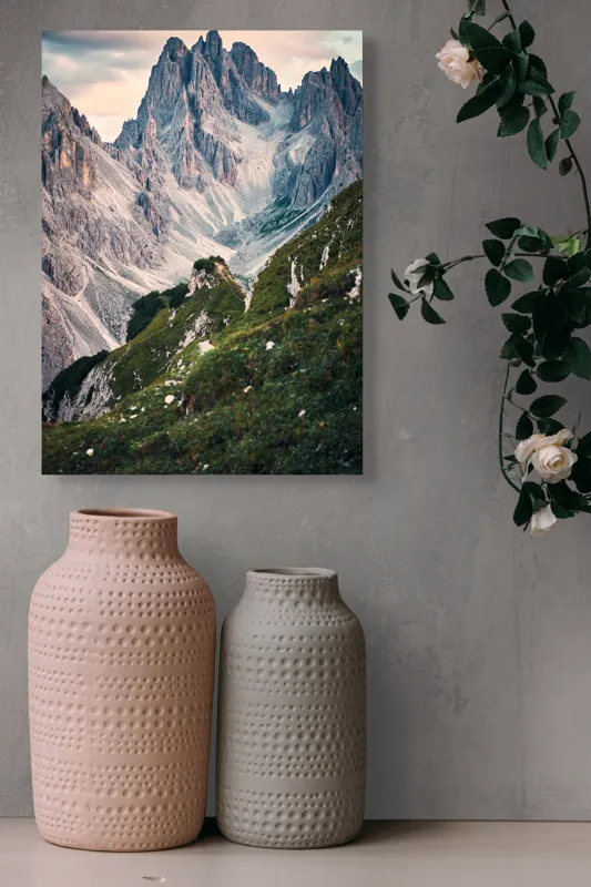 Tablou Canvas, "Munții învăluiți în lumina apusului", Majestic, Rugged, Towering, Serene, Verdant, Picturesque, Stark, Breathtaking, 39 x 54 cm – poza 6
