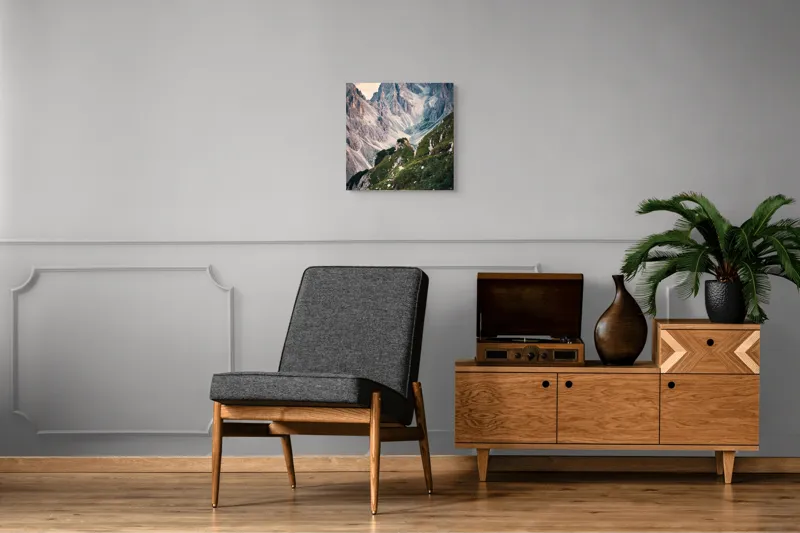 Tablou Canvas, "Munții învăluiți în lumina apusului", Majestic, Rugged, Towering, Serene, Verdant, Picturesque, Stark, Breathtaking, 50 x 50 cm – poza 6
