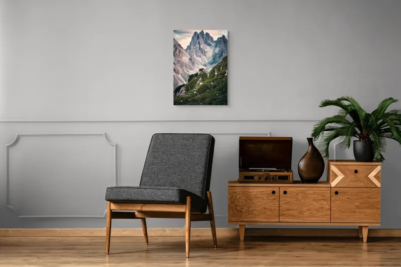 Tablou Canvas, "Munții învăluiți în lumina apusului", Majestic, Rugged, Towering, Serene, Verdant, Picturesque, Stark, Breathtaking, 50 x 70 cm – poza 8