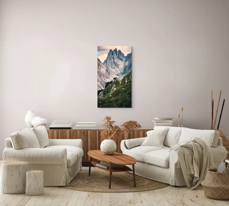 Tablou Canvas, "Munții învăluiți în lumina apusului", Majestic, Rugged, Towering, Serene, Verdant, Picturesque, Stark, Breathtaking, 50 x 90 cm – poza 7