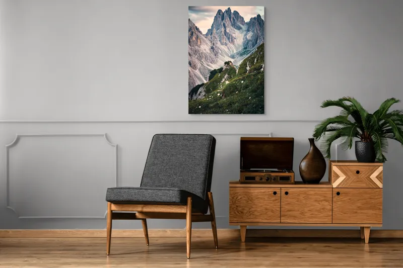 Tablou Canvas, "Munții învăluiți în lumina apusului", Majestic, Rugged, Towering, Serene, Verdant, Picturesque, Stark, Breathtaking, 70 x 100 cm – poza 6