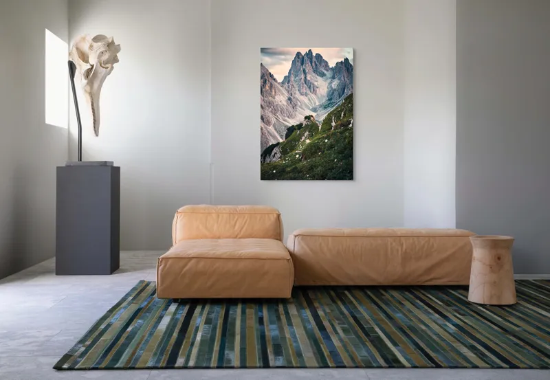 Tablou Canvas, "Munții învăluiți în lumina apusului", Majestic, Rugged, Towering, Serene, Verdant, Picturesque, Stark, Breathtaking, 70 x 100 cm – poza 7