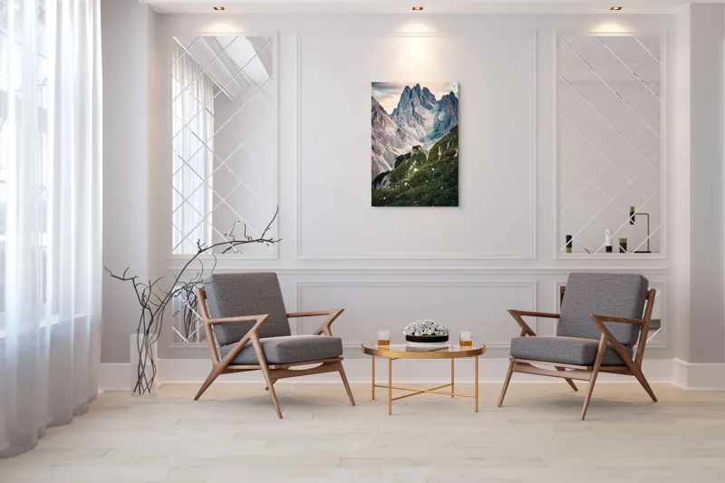 Tablou Canvas, "Munții învăluiți în lumina apusului", Majestic, Rugged, Towering, Serene, Verdant, Picturesque, Stark, Breathtaking, 70 x 100 cm – poza 8