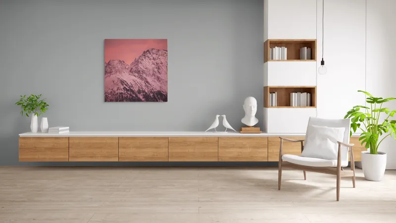 Tablou Canvas, "Tainicul amurg al munților înzăpeziți", Montană, Zăpadă, Creste, Cer, Roz, Apus, Imagine, Frumusețe, Liniște, Peisaj, 100 x 100 cm – poza 8