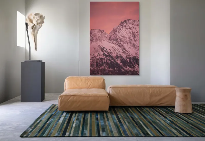 Tablou Canvas, "Tainicul amurg al munților înzăpeziți", Montană, Zăpadă, Creste, Cer, Roz, Apus, Imagine, Frumusețe, Liniște, Peisaj, 100 x 150 cm – poza 7