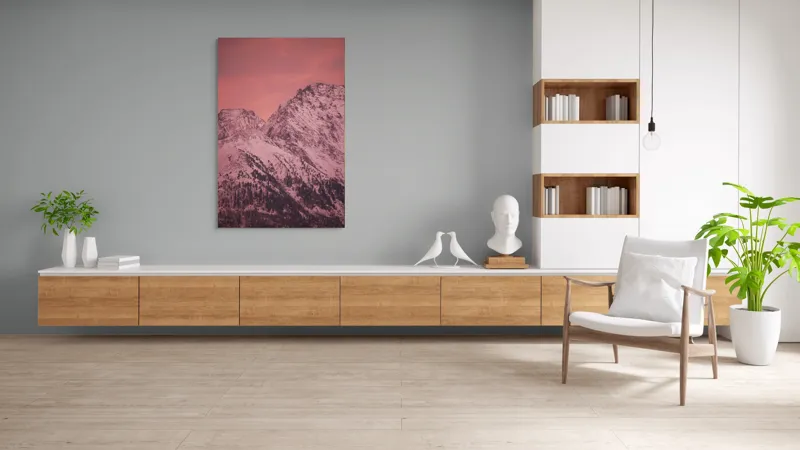 Tablou Canvas, "Tainicul amurg al munților înzăpeziți", Montană, Zăpadă, Creste, Cer, Roz, Apus, Imagine, Frumusețe, Liniște, Peisaj, 100 x 150 cm – poza 8